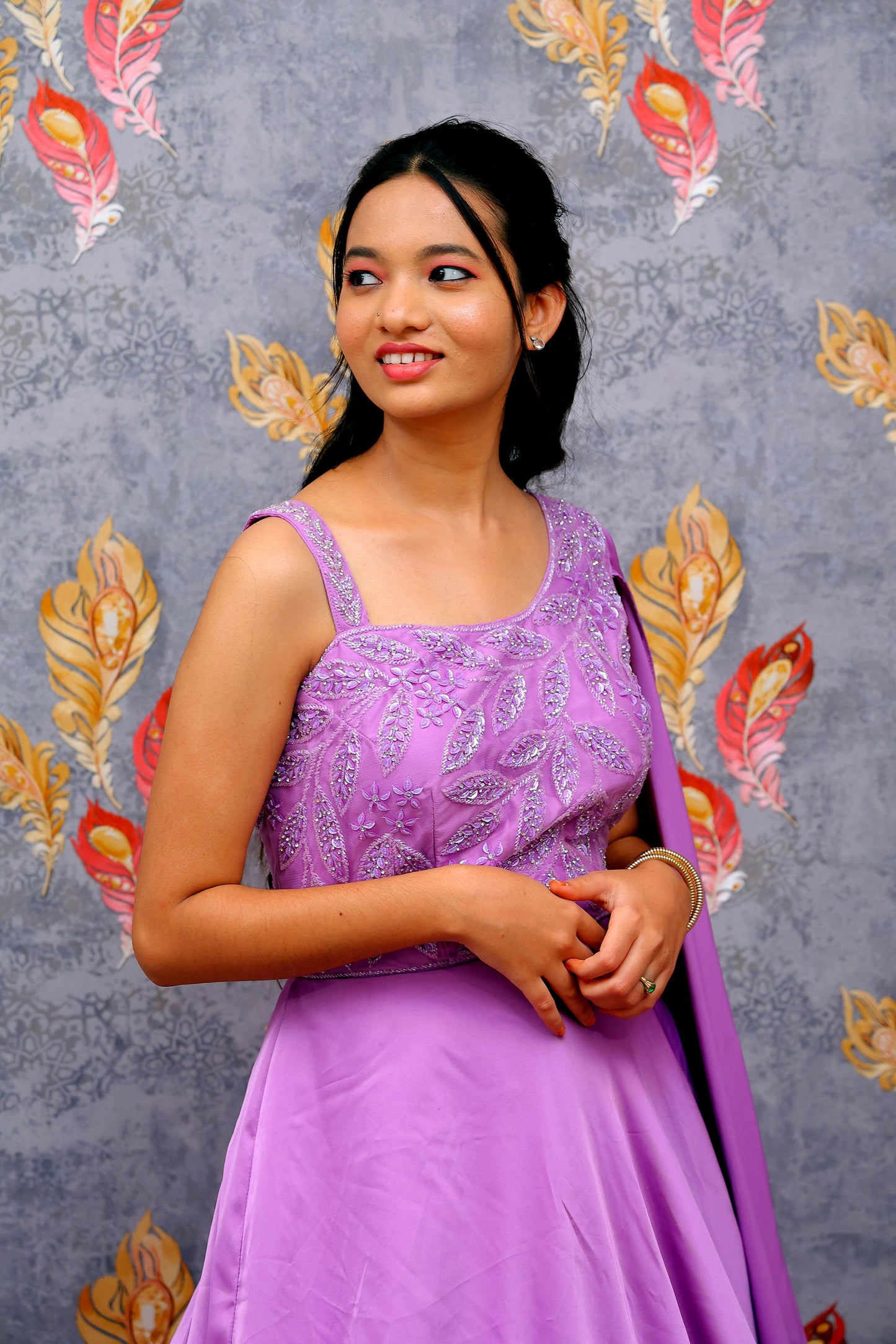 Light Purple Satin Finish Gown For Women & Girls