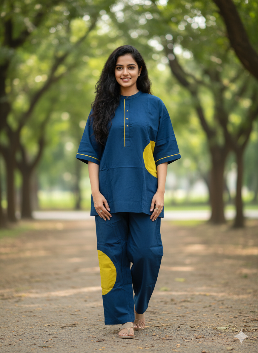 Sea Blue And Mehandi Green Co-Ords For Women & Girls