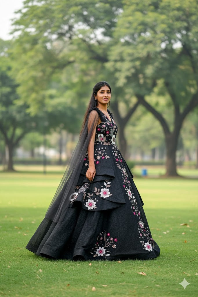 Beige Gown With Gold And Silver Embroidery And Beadwork For Women & Girls
