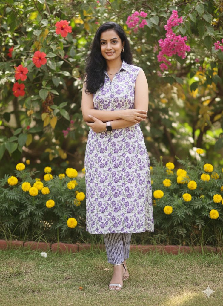 White And Blue 2 Piece Palazoo Set For Women AIRA FABRICS