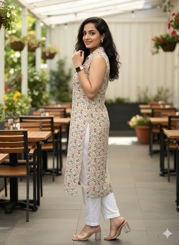 Off White 3 Piece Set With Dupatta For Women