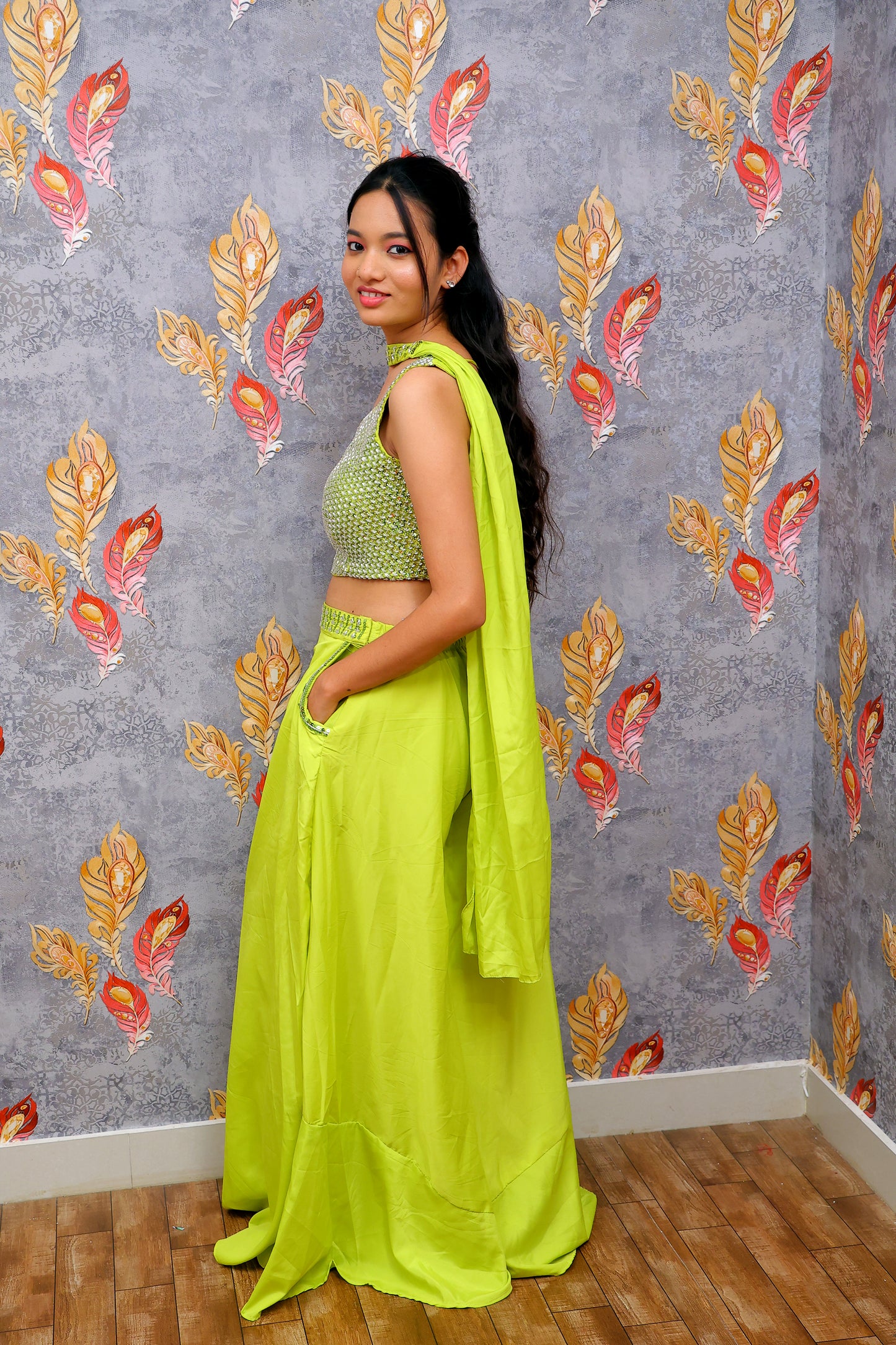 citrus green Shrug set