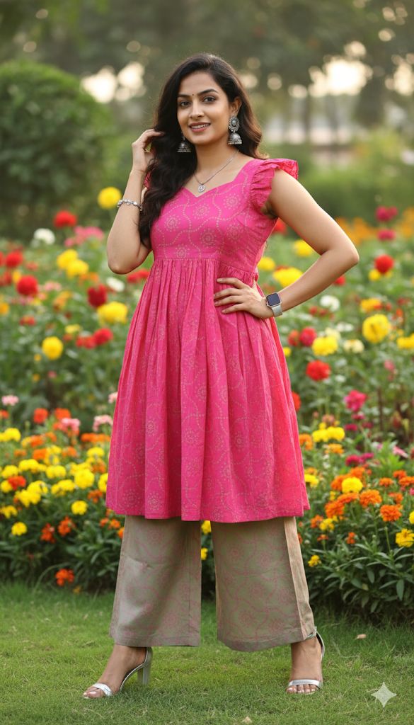 Purple 2 Piece Kurti Set For Women