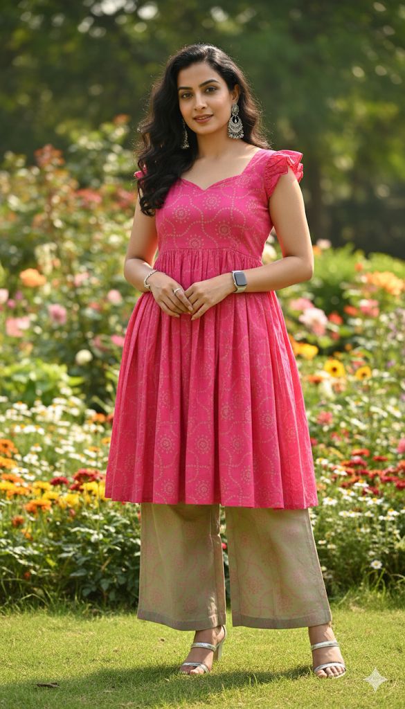 Purple 2 Piece Kurti Set For Women