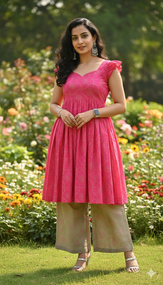 Purple 2 Piece Kurti Set For Women