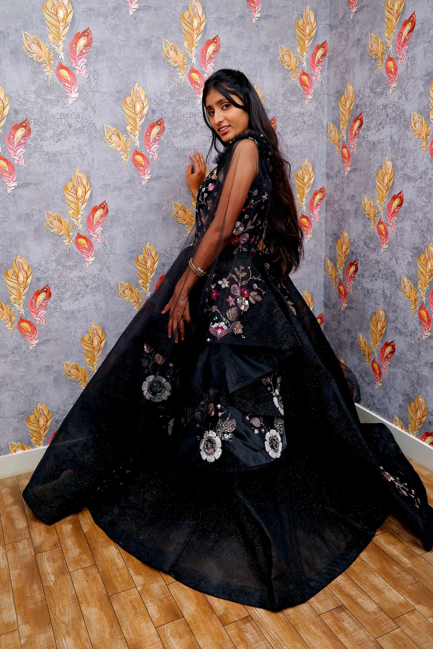 Beige Gown With Gold And Silver Embroidery And Beadwork For Women & Girls