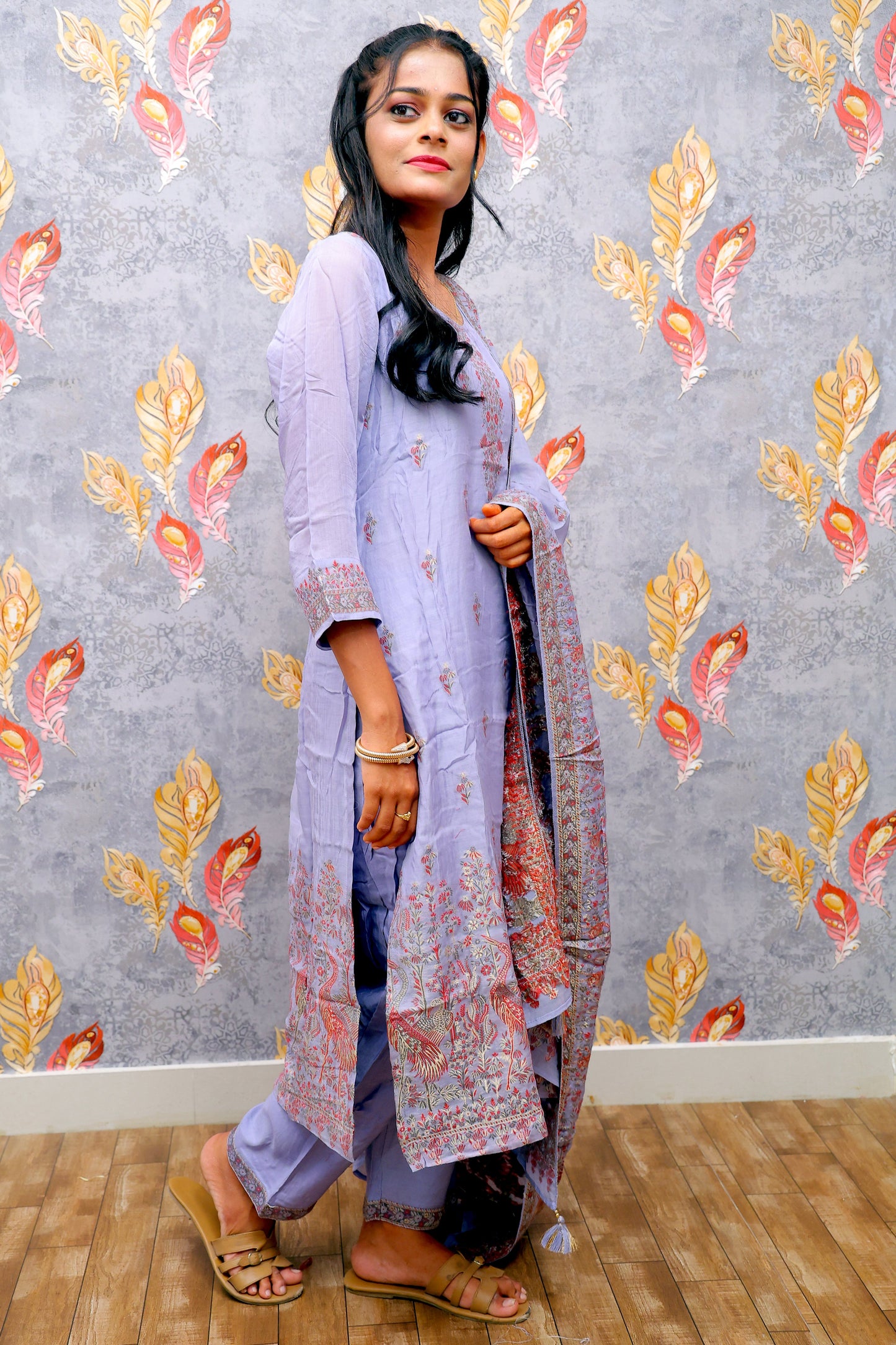 Purple Cotton Kurti With Heavy Embroyidary Work For Women & Girls