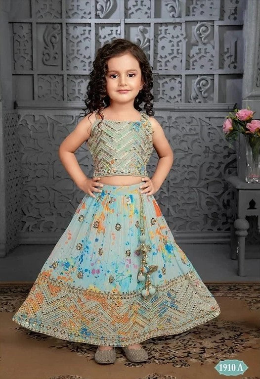 Kids with Pattern Lehangas and frocks (1 to 2 years )