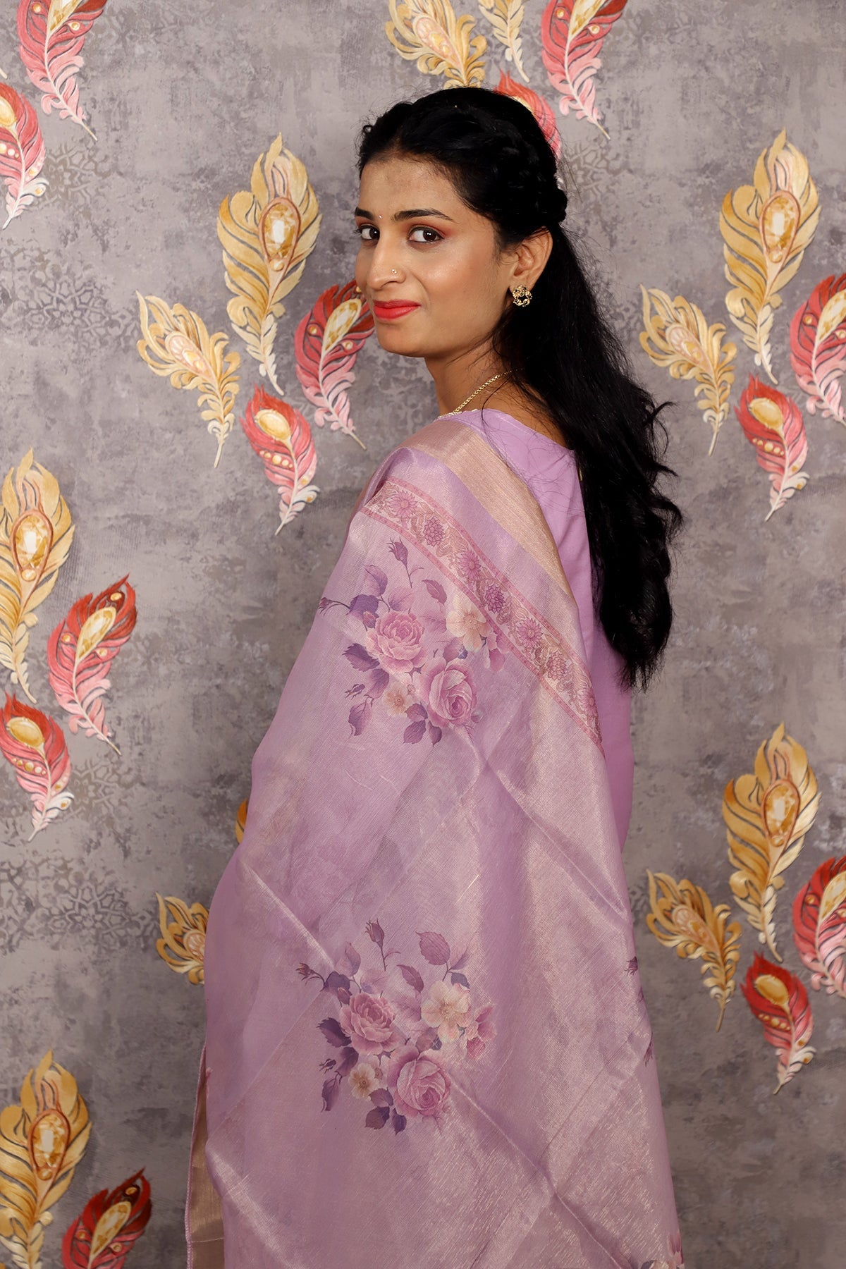 Light Purple Kurti With Floral Design For Women & Girls