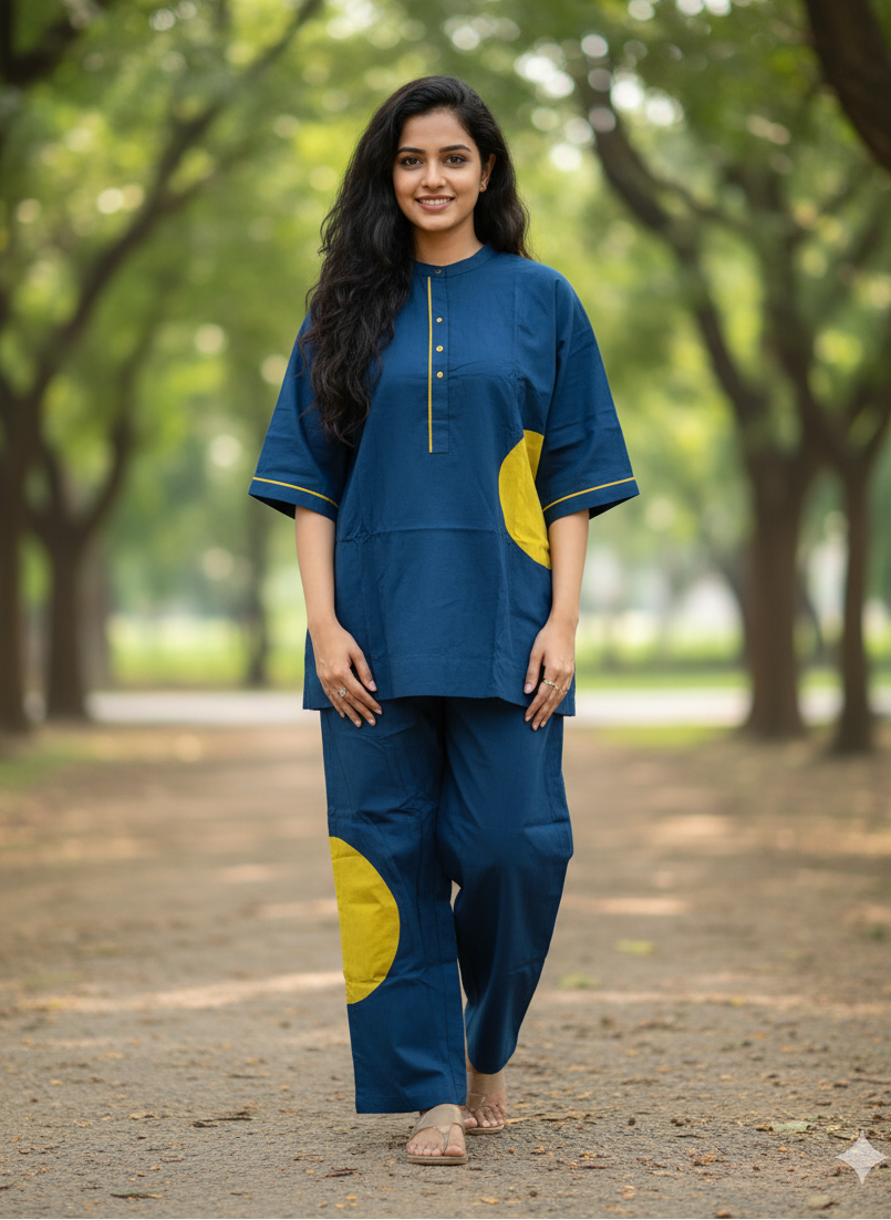 Sea Blue And Mehandi Green Co-Ords For Women & Girls