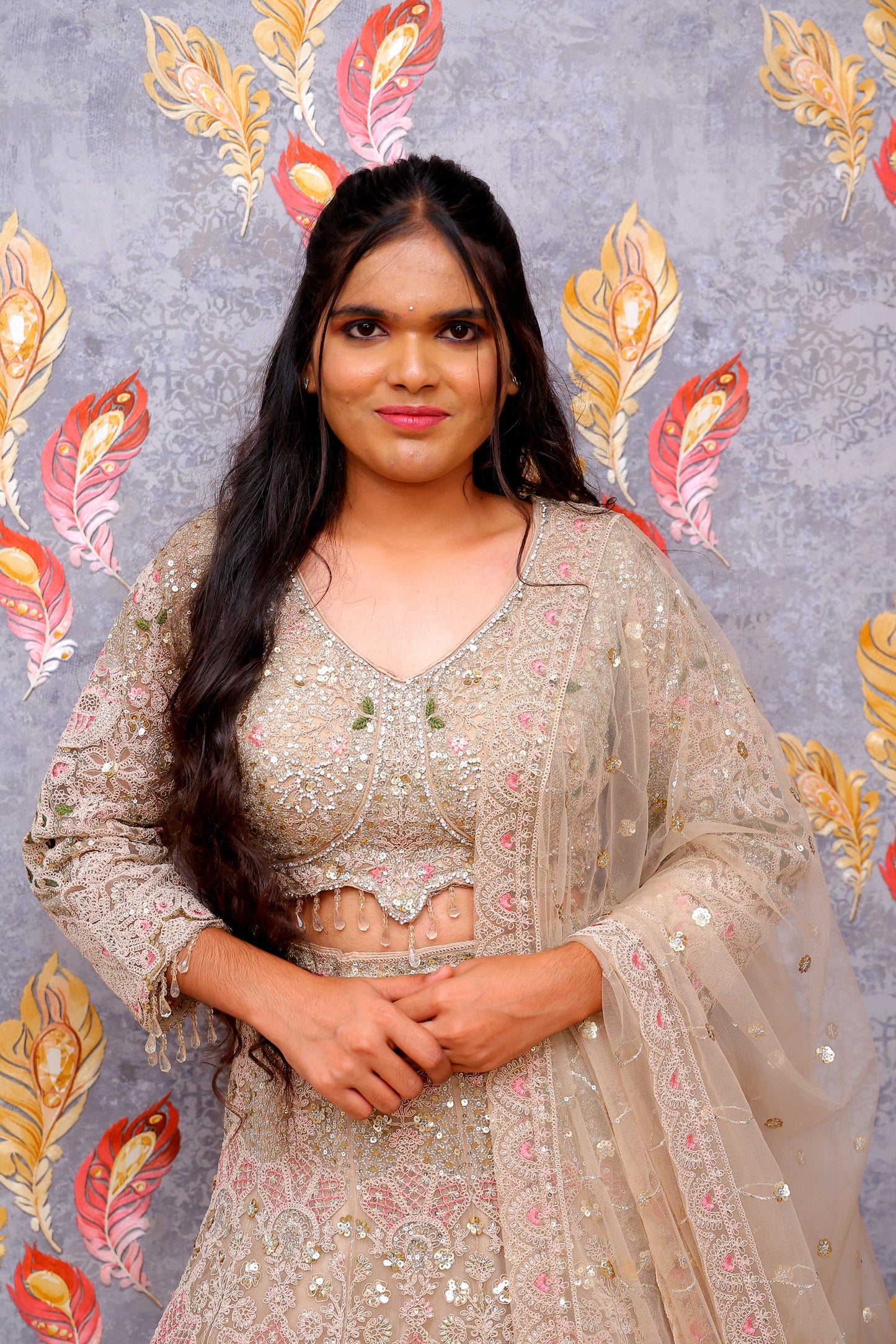 Beige Embellished Designer Lehenga For Women & Girls