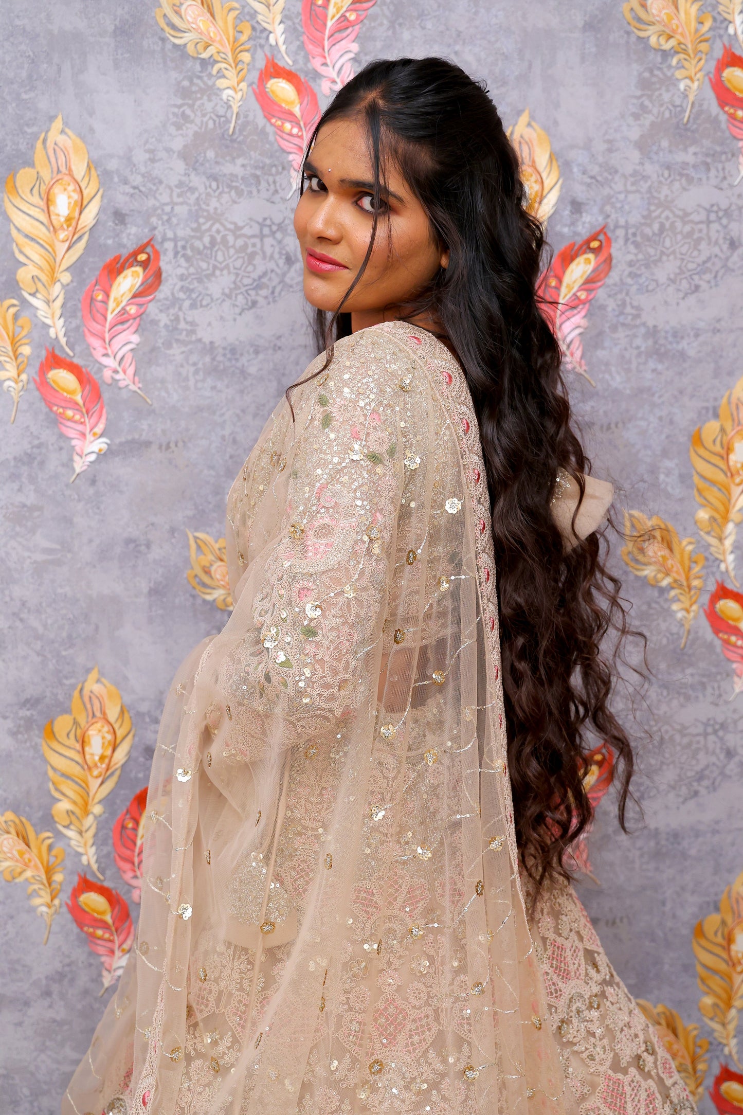 Beige Embellished Designer Lehenga For Women & Girls