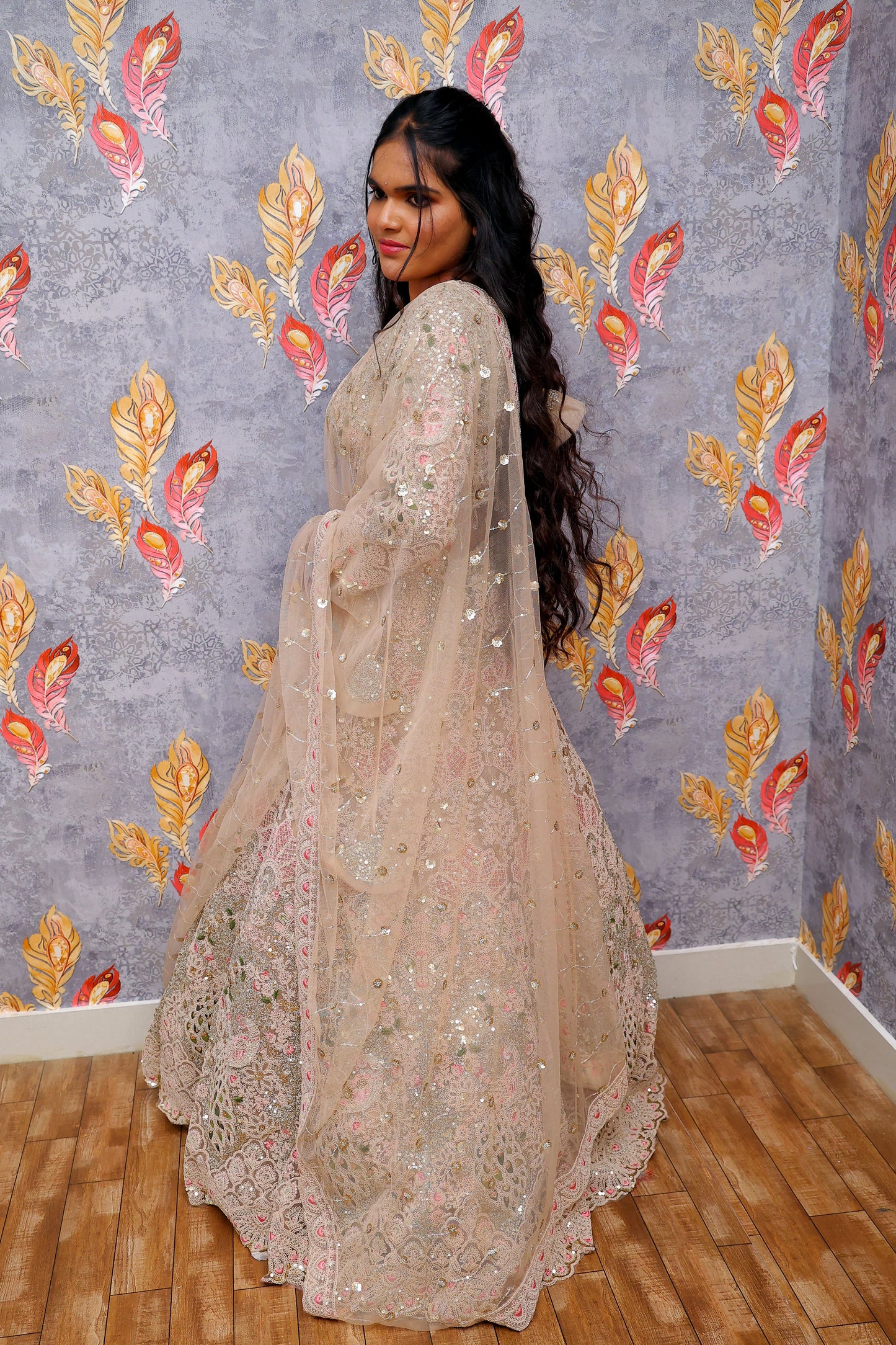 Beige Embellished Designer Lehenga For Women & Girls