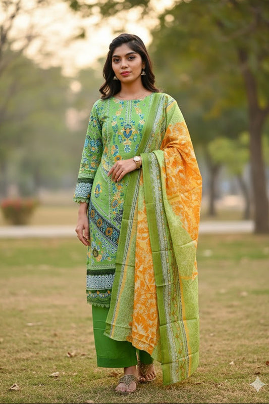 Green Kurti With Dupatta For Women & Girls