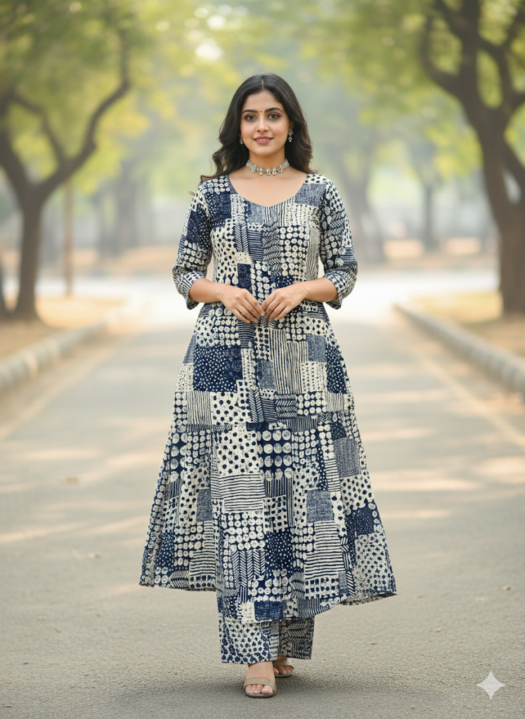 Blue And White Co-Ords Set For Women