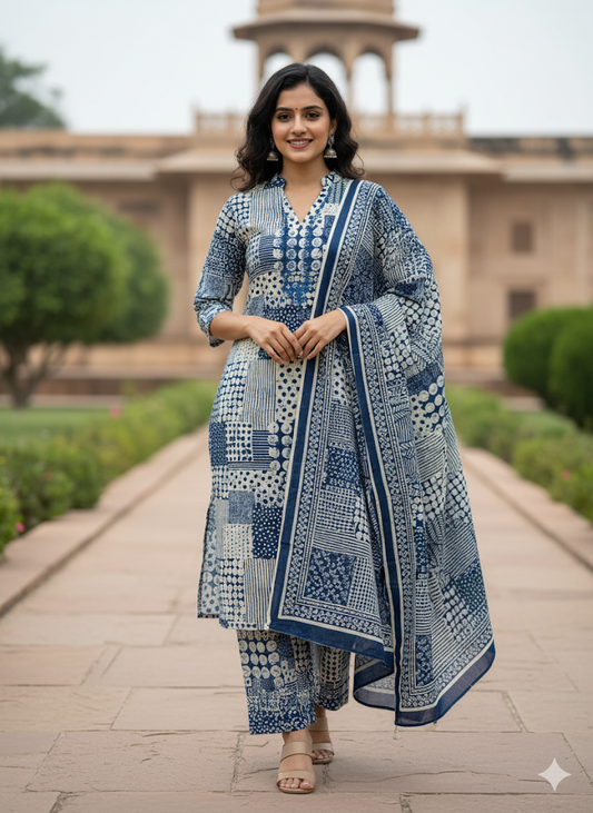 Blue And White Co-Ords Set For Women