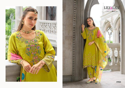 Dark Parrot Green Roman Silk A Line Kurti With Cotton Laning For Women