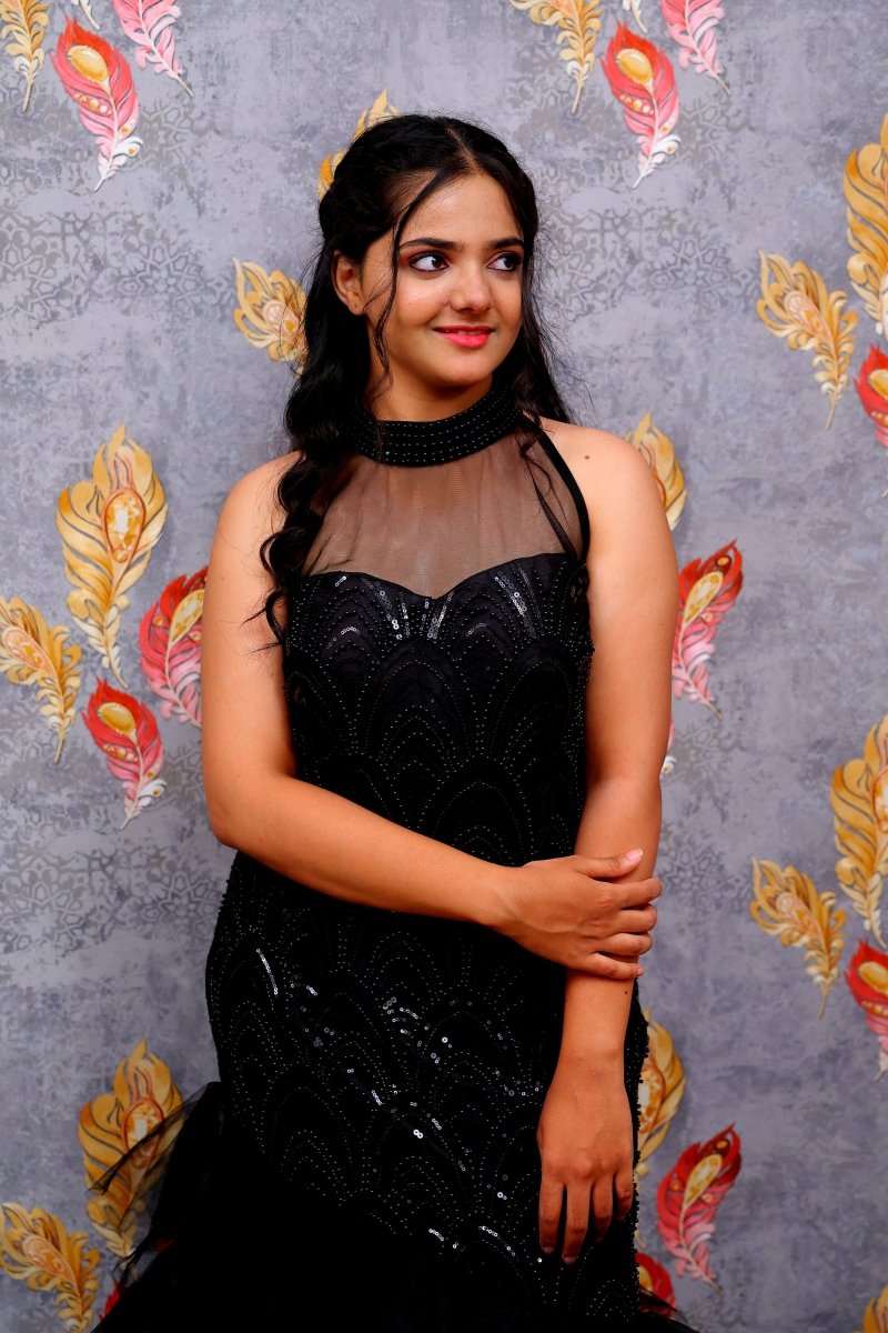 Black Beaded Halter Neck Gown For Women & Girls - Aira Fabrics Designer Studio