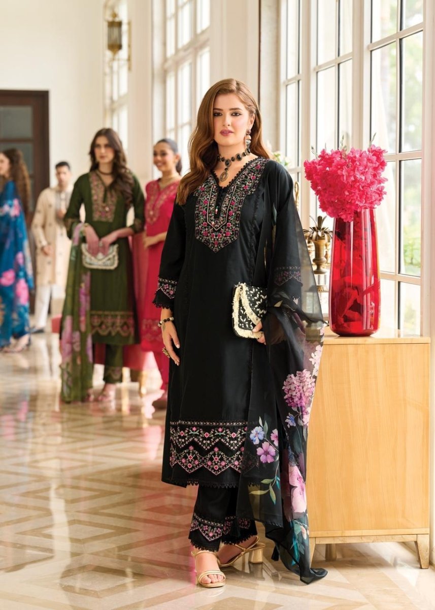 Black Roman Silk A Line Kurti With Cotton Laning For Women - Aira Fabrics Designer Studio
