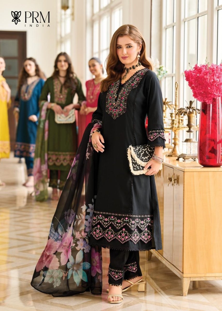 Black Roman Silk A Line Kurti With Cotton Laning For Women - Aira Fabrics Designer Studio