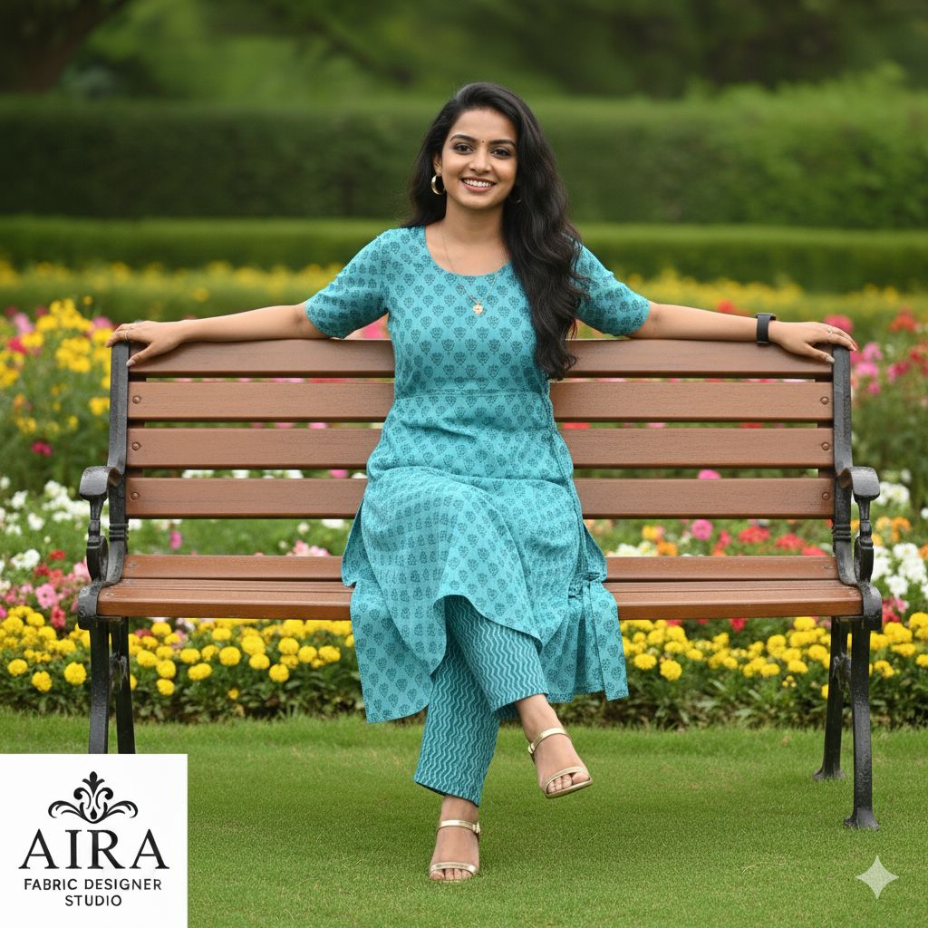 Blue 2 Piece Palazoo Set For Women - Aira Fabrics Designer Studio