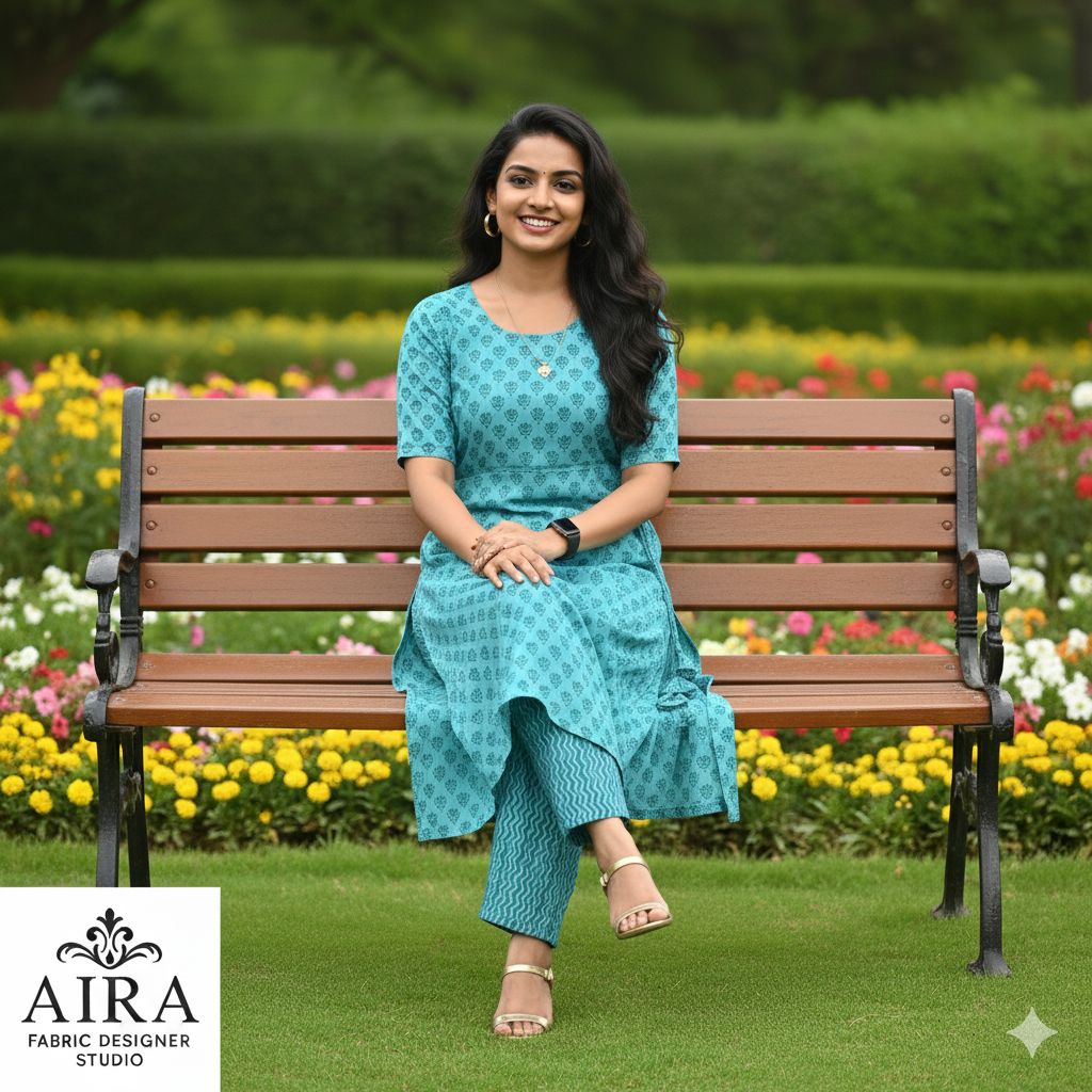 Blue 2 Piece Palazoo Set For Women - Aira Fabrics Designer Studio