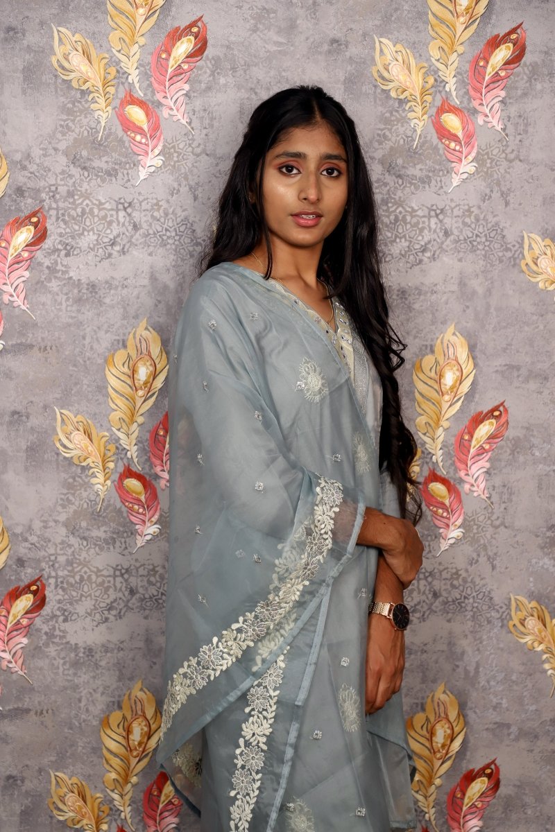 Blue Embroidered Salwar Suit Kurti For Women & Girls - Aira Fabrics Designer Studio