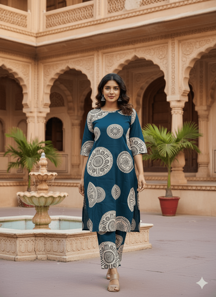 Dark Green 2 Piece Kurti Set For Women - Aira Fabrics Designer Studio