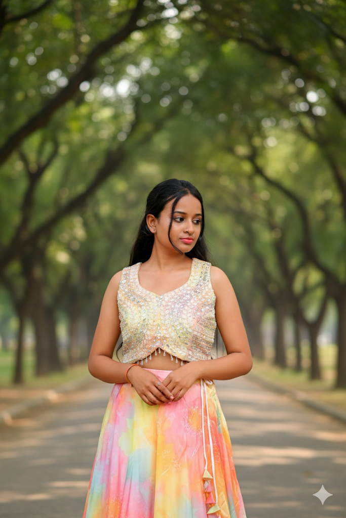 Yellow & Orange Lehenga Choli With A Net Dupatta For Women & Girls