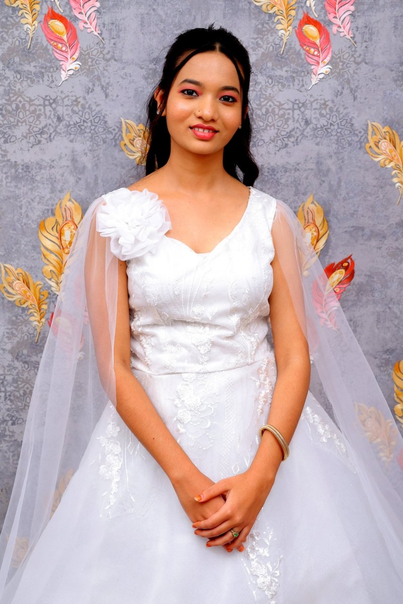Elegant White Formal Gown With Minimalist Grace For Women & Girls - Aira Fabrics Designer Studio