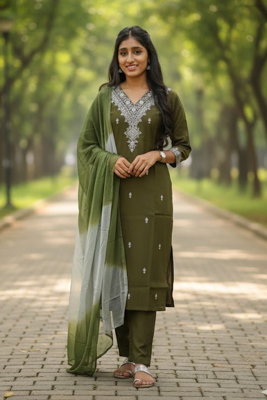 Green Kurti With Floral Design For Women & Girls - Aira Fabrics Designer Studio