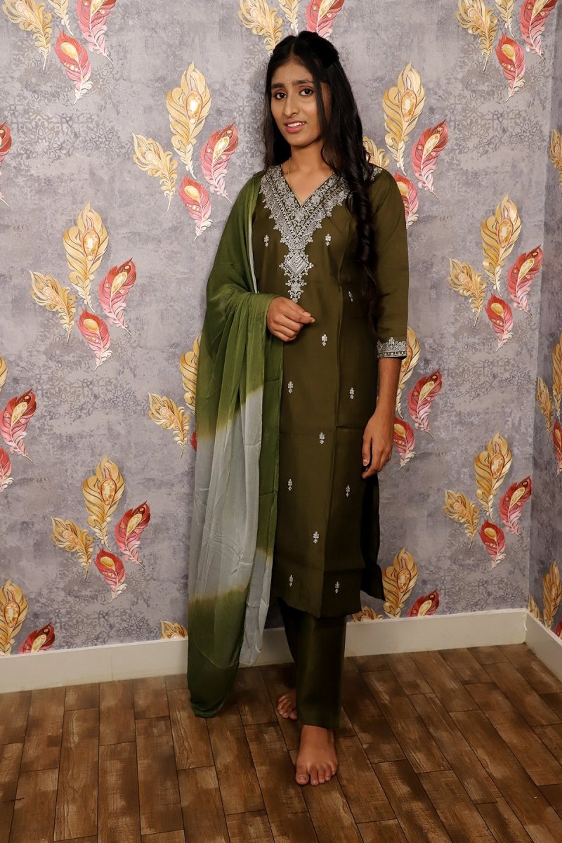 Green Kurti With Floral Design For Women & Girls - Aira Fabrics Designer Studio