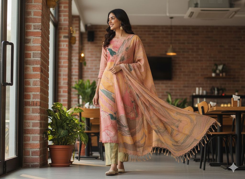 MultiColor 3 Piece Set With Dupatta,Beautiful outfit For Women