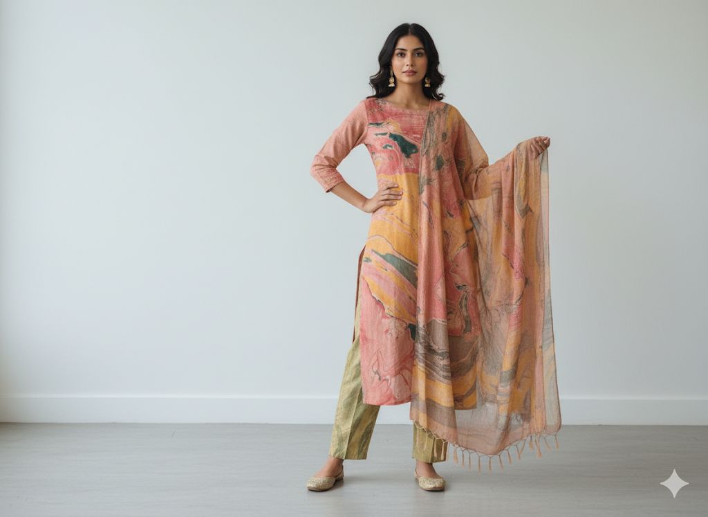 MultiColor 3 Piece Set With Dupatta,Beautiful outfit For Women