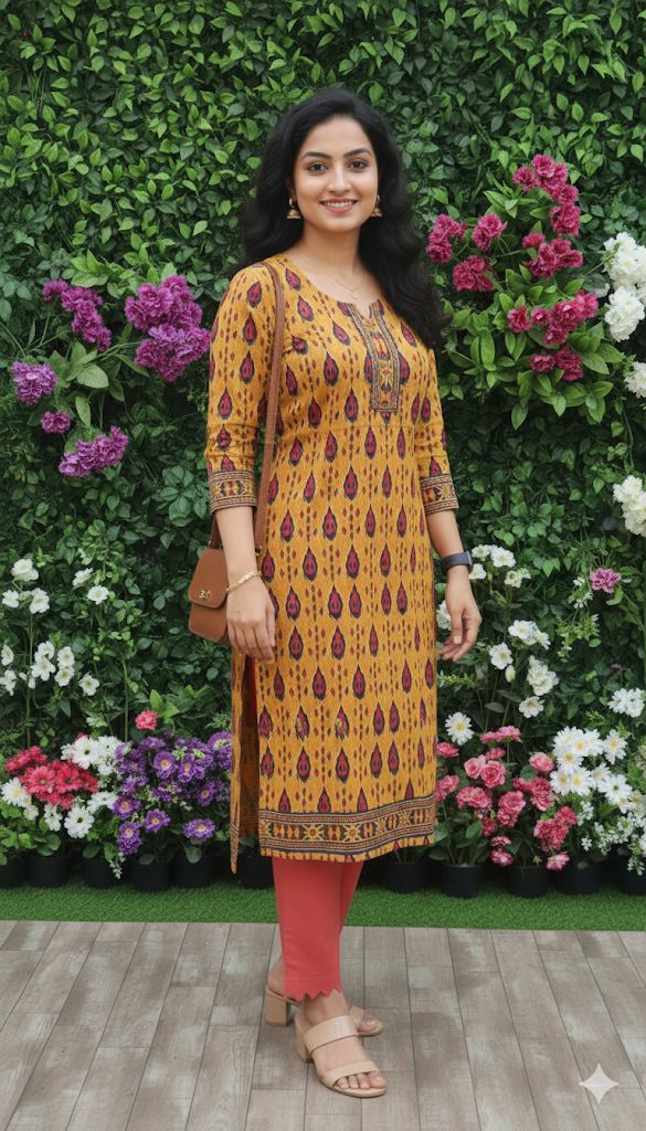 Mustard Yellow 3 Piece Set With Dupatta For Women