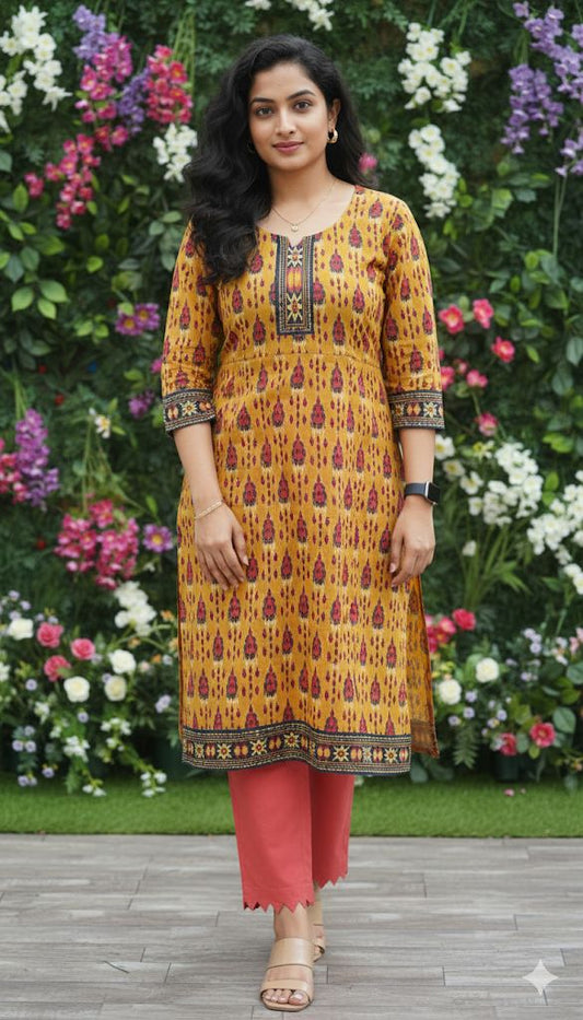 Mustard Yellow 3 Piece Set With Dupatta For Women