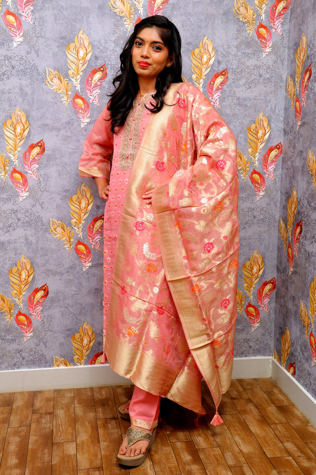 Pink Kurta With Floral Design For Women & Girls - Aira Fabrics Designer Studio