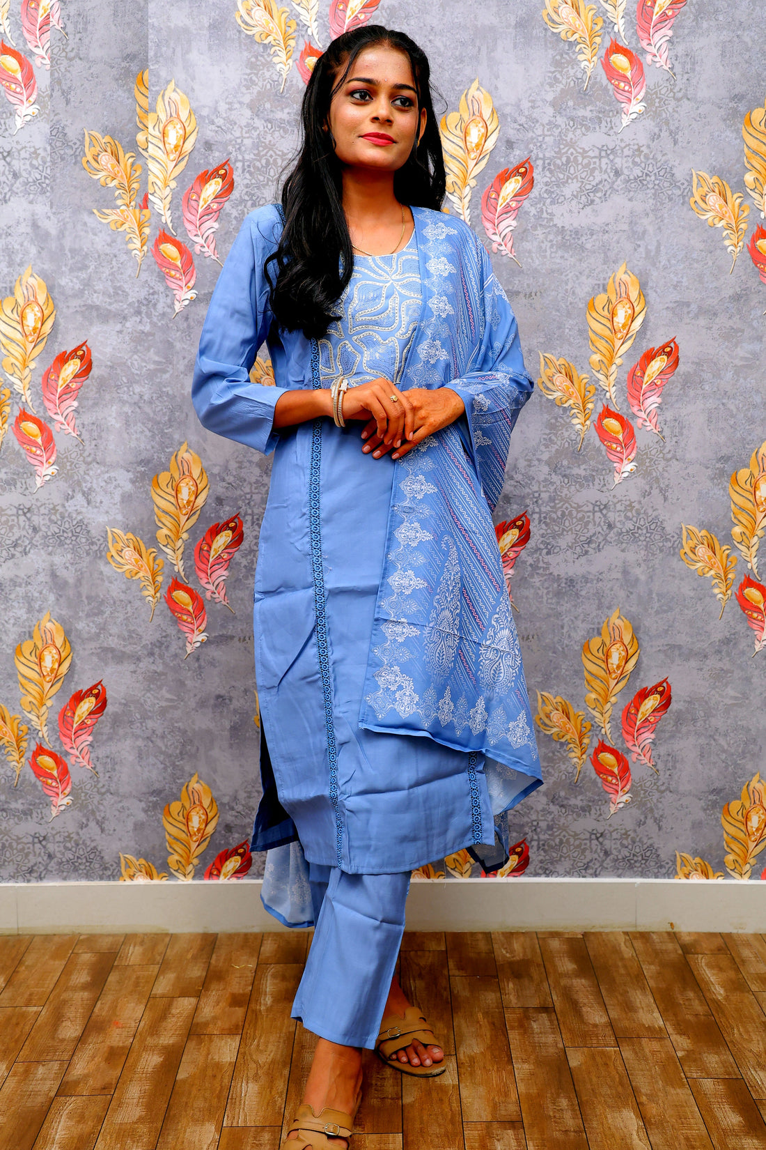 Blue Kurti With Elegant Design For Women & Girls - Aira Fabrics Designer Studio