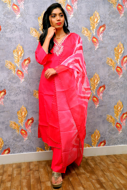 Red Kurti With Silver Embroidery For Women & Girls