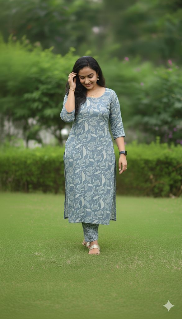 Light Blue 2 Piece Set For Women - Aira Fabrics Designer Studio