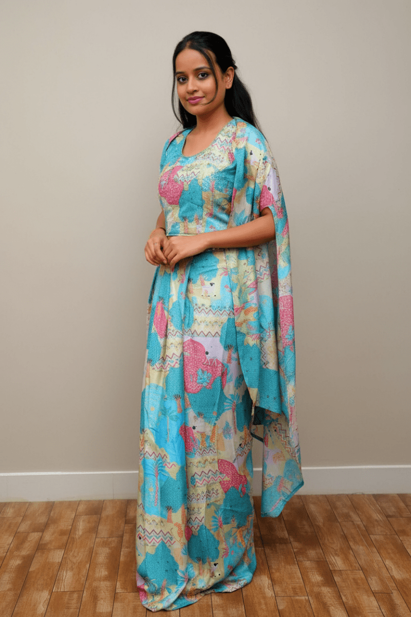 Multicolor Artistic Ensemble With Nature-Inspired Patterns Lehenga For Women & Girls - Aira Fabrics Designer Studio