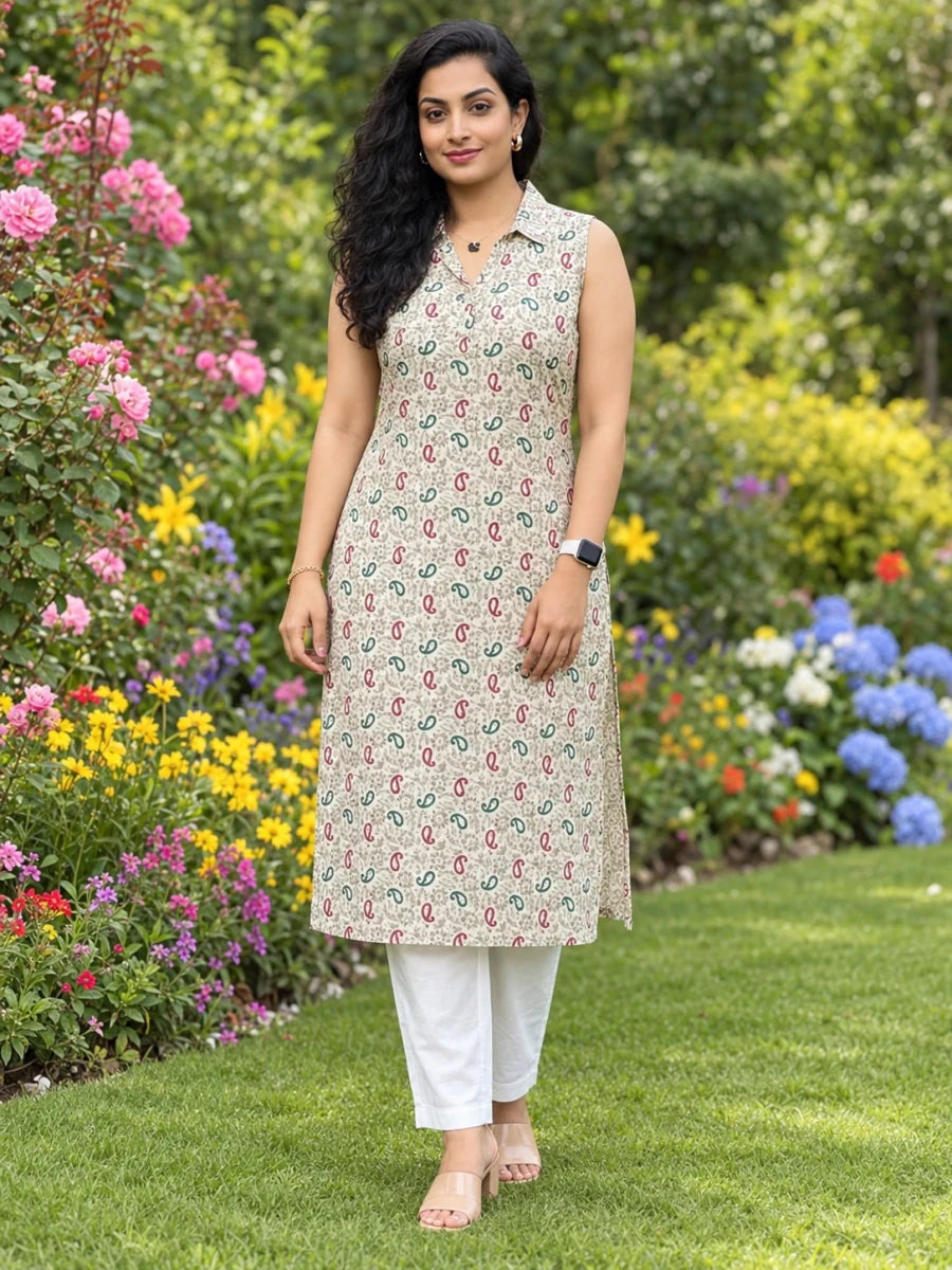 Off White 3 Piece Set With Dupatta For Women - Aira Fabrics Designer Studio
