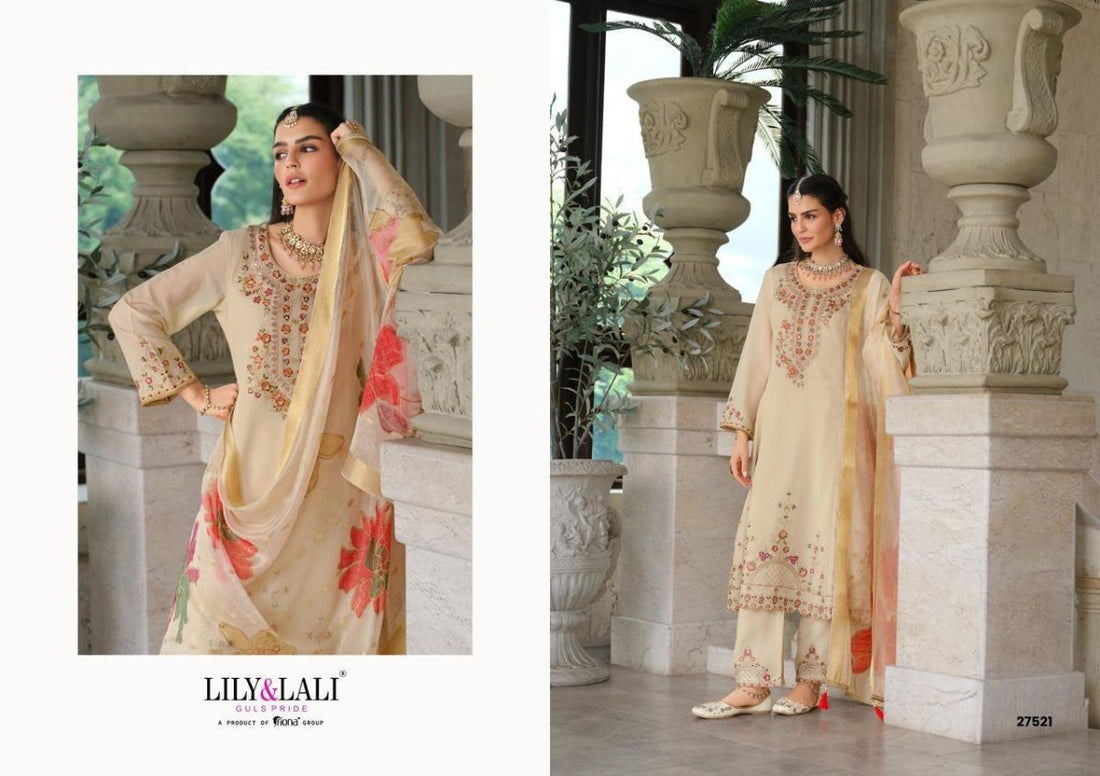 Off White Roman Silk A Line Kurti With Cotton Laning For Women - Aira Fabrics Designer Studio