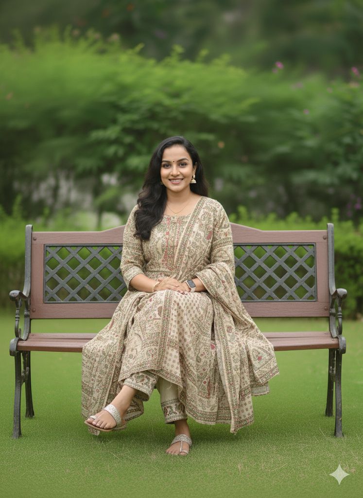 Peach Cotton Kurti With Dupatta For Women - Aira Fabrics Designer Studio