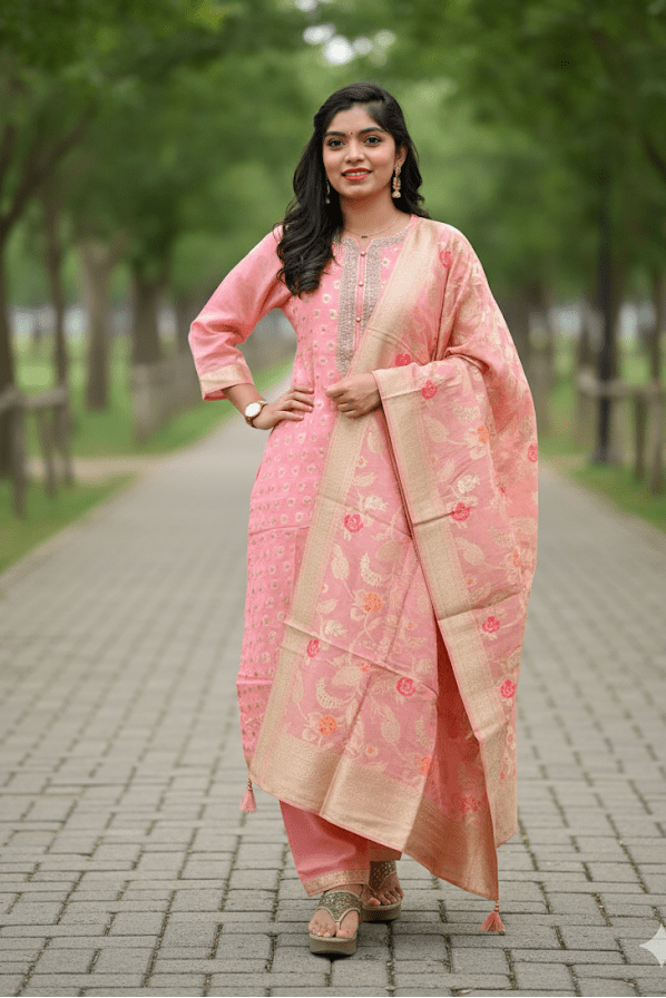 Pink Kurta With Floral Design For Women & Girls - Aira Fabrics Designer Studio