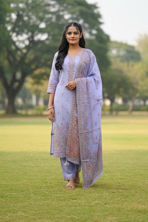 Purple Cotton Kurti With Heavy Embroyidary Work For Women & Girls - Aira Fabrics Designer Studio