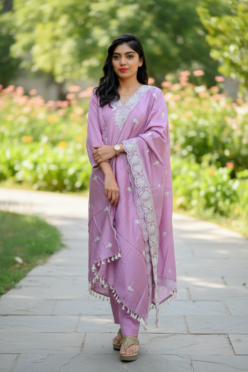 Purple Embroderry Work Kurti For Women & Girls - Aira Fabrics Designer Studio