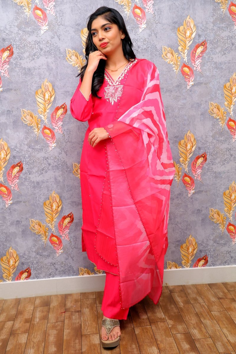 Red Kurti With Silver Embroidery For Women & Girls - Aira Fabrics Designer Studio