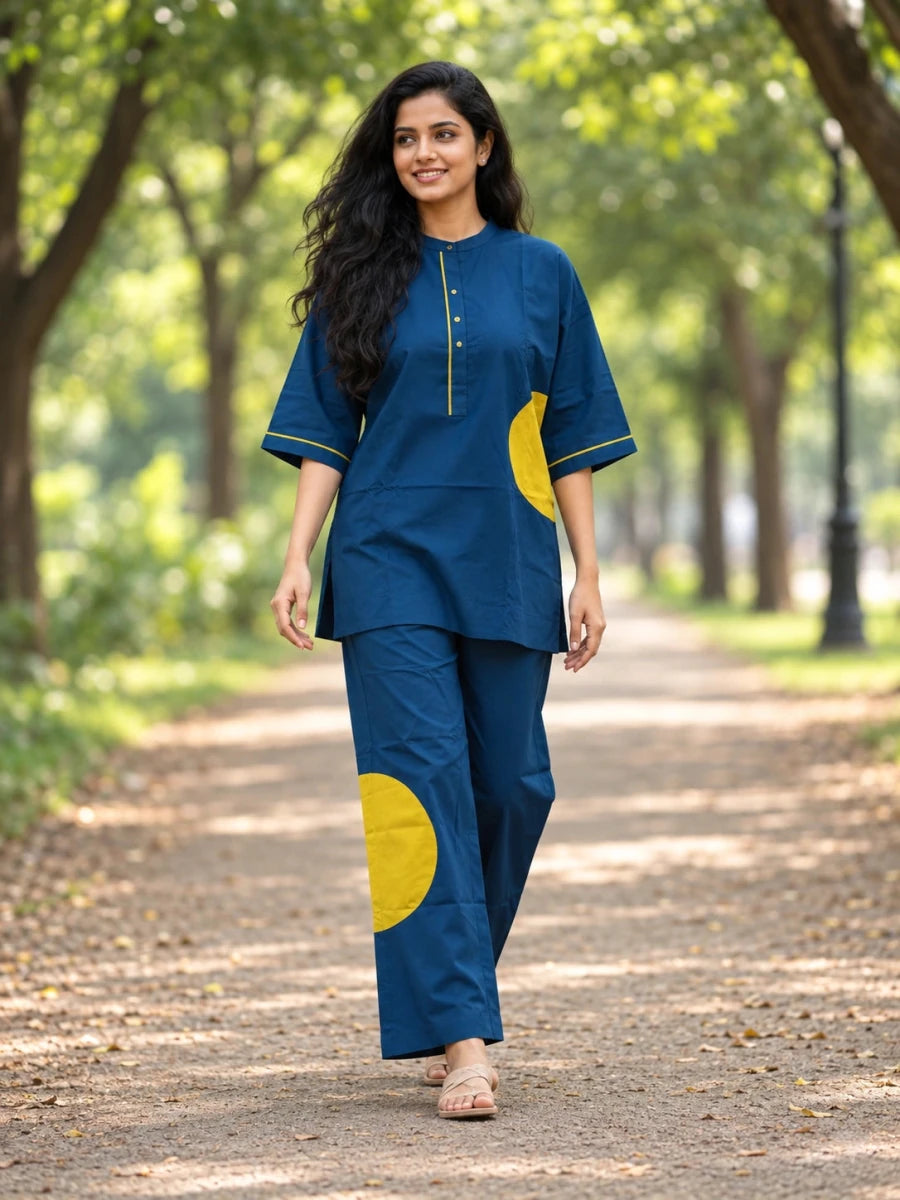 Sea Blue And Mehandi Green Co-Ords For Women & Girls - Aira Fabrics Designer Studio