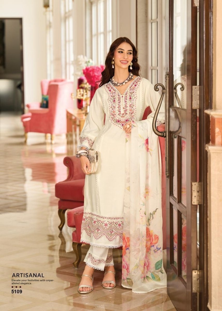White Purle Print Roman Silk A Line Kurti With Cotton Lining For Women - Aira Fabrics Designer Studio